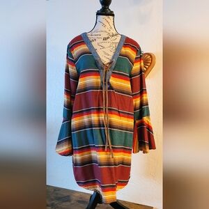 Tasha Polizzi Multicolor Striped Long Sleeve Dress